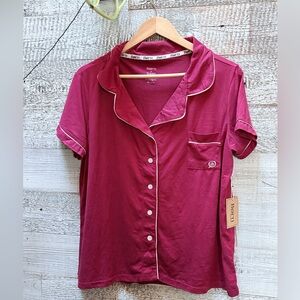 Born | NWT Comfy Short-Sleeved Pajama Sleepwear Top - L/XL, Pink/White